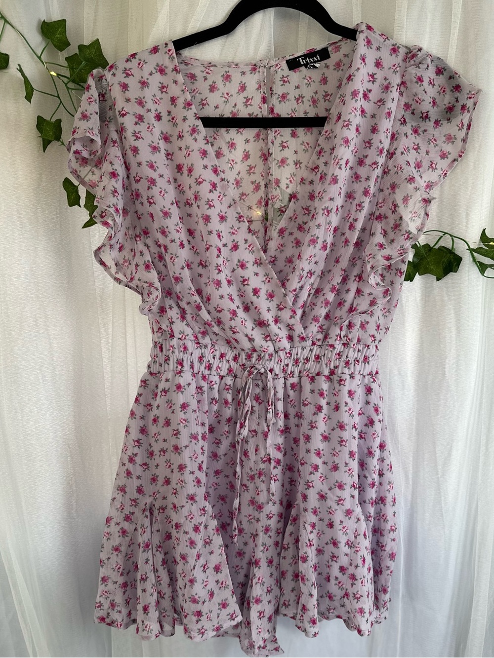 TRULY Lavender Romper with Pink Floral Print